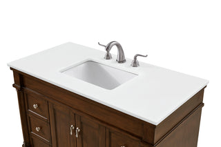 42 inch Single Bathroom vanity in Walnut with ivory white engineered marble