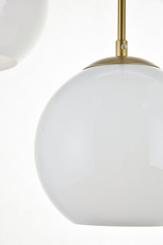 Baxter 3 Lights Brass Pendant With Frosted White Glass