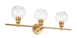 Collier 3 light Brass and Clear glass Wall sconce