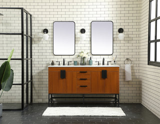 60 inch double bathroom vanity in teak