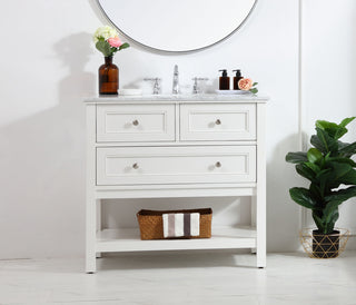 36 in. Single bathroom vanity set in White