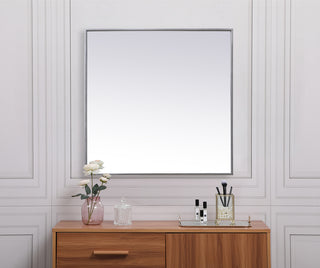 Metal Frame Square Mirror 30 inch in Silver