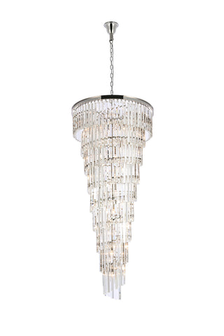 Sydney 30 inch spiral crystal chandelier in polished nickel