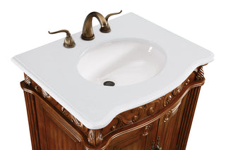 27 inch Single Bathroom vanity in Brown with ivory white engineered marble