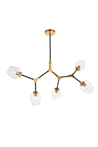 Cavoli 5 light in Light Antique Brass and Flat Black Pendant