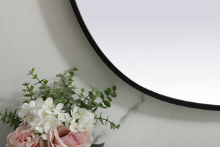 Metal Frame Oval Mirror 30x40 Inch in Black