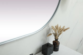 Metal Frame Oval Mirror 30x48 Inch in Silver