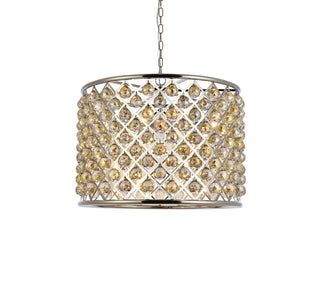 Madison 8 light polished nickel Chandelier Golden Teak (Smoky) Royal Cut Crystal