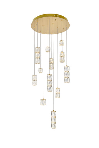 Polaris LED light Gold Pendant Clear Crystal