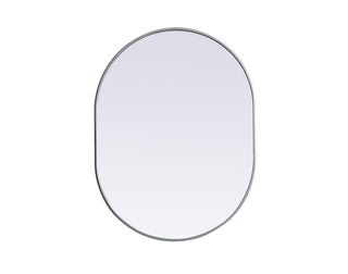 Metal Frame Oval Mirror 30x40 Inch in Silver