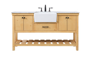 60 inch Single bathroom vanity in natural wood