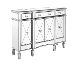3 Drawer 4 Door Cabinet 48 .In. X 14 In. X 36 In. in silver Clear
