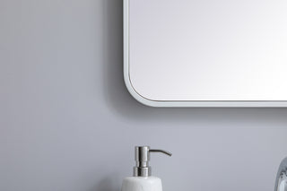 Soft corner metal rectangular mirror 20x30 inch in White