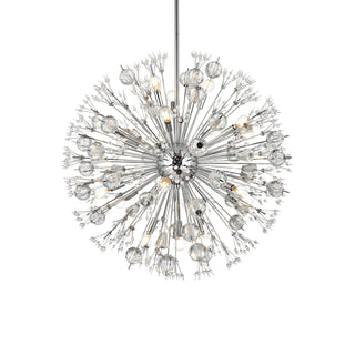 Vera 32 inch crystal starburst round pendant in chrome