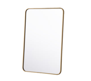 Soft corner metal rectangular mirror 24x36 inch in Brass