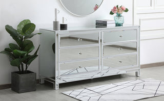 60 inch mirrored six drawer cabinet in white
