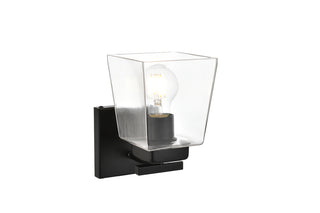 Merrick 1 light Black and Clear Bath Sconce