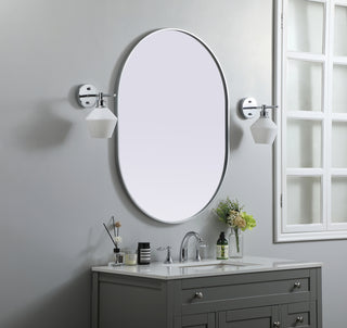 Metal Frame Oval Mirror 30x40 Inch in Silver