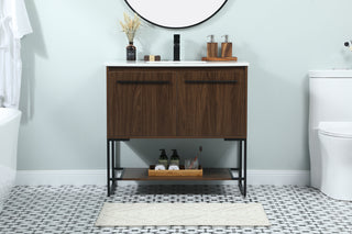 36 inch Single bathroom vanity in walnut