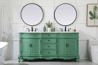 72 inch double Bathroom vanity in vintage mint with ivory white engineered marble