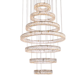 Monroe 40 inch LED seven ring chandelier in gold