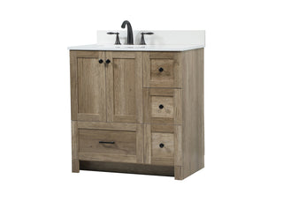 32 inch Single bathroom vanity in natural oak with backsplash