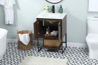 24 inch Single bathroom vanity in walnut