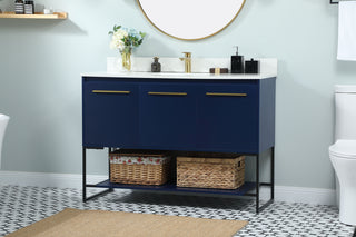 48 inch Single bathroom vanity in blue with backsplash