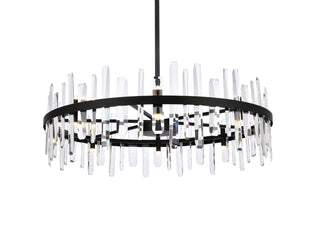 Serena 36 inch crystal round chandelier in black