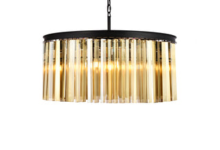 Sydney 8 light Matte Black Chandelier Golden Teak (Smoky) Royal Cut Crystal