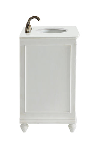 24 inch Single Bathroom vanity in Antique White with ivory white engineered marble