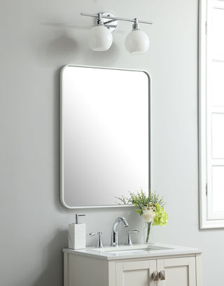 Soft corner metal rectangular mirror 24x32 inch in White