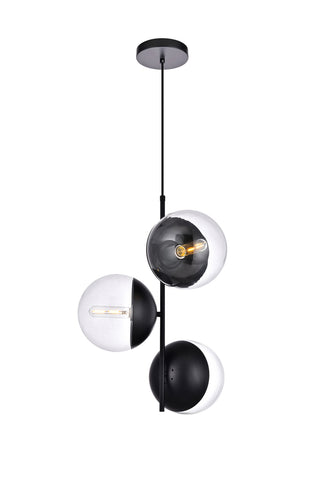 Eclipse 3 Lights Black Pendant With Clear Glass