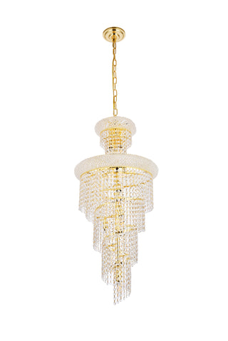 Spiral 10 light Gold Pendant Clear Royal Cut Crystal