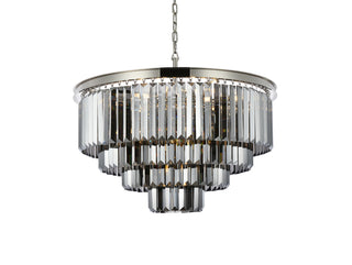 Sydney 17 light polished nickel Chandelier Silver Shade (Grey) Royal Cut Crystal