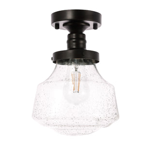 Lyle 1 light Black and Clear seeded glass Flush mount