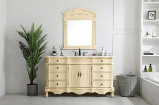 60 inch Single Bathroom vanity in Light Antique Beige with ivory white engineered marble