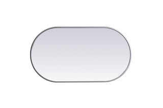 Metal Frame Oval Mirror 20x36 Inch in Silver