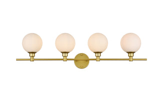 Cordelia 4 light Brass and frosted white Bath Sconce