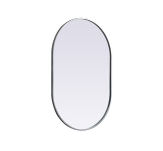 Metal Frame Oval Mirror 27x40 Inch in Silver