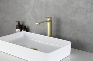 Lena Single Hole Single Handle Bathroom Faucet in Brushed Gold