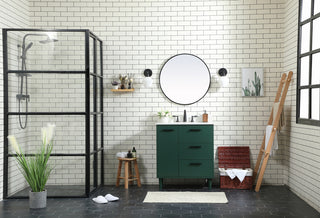30 inch bathroom vanity in Green with backsplash