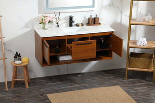 48 inch Single bathroom vanity in teak with backsplash