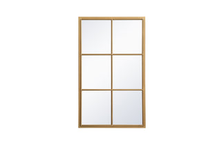 Metal windowpane mirror 24 inch x 40 inch in Brass