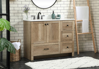 42 inch Single bathroom vanity in natural oak with backsplash