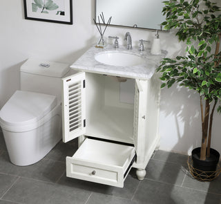 24 inch Single Bathroom Vanity in Antique White