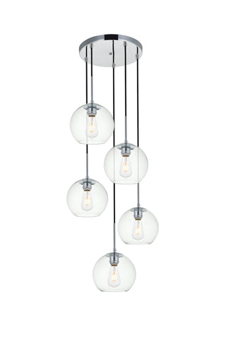 Baxter 5 Lights Chrome Pendant With Clear Glass