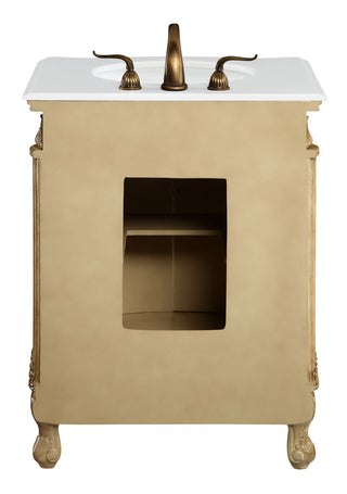 27 inch Single Bathroom vanity in Antique Beige with ivory white engineered marble