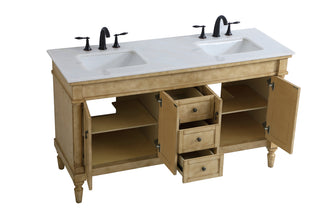 60 inch Double Bathroom Vanity in Antique Beige