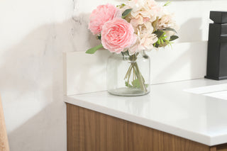 40 inch Single bathroom vanity in walnut brown with backsplash